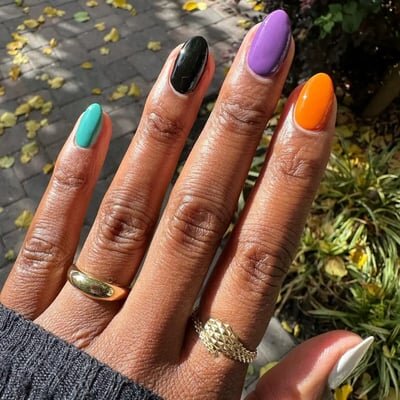 skittle nails unghie halloween colroate